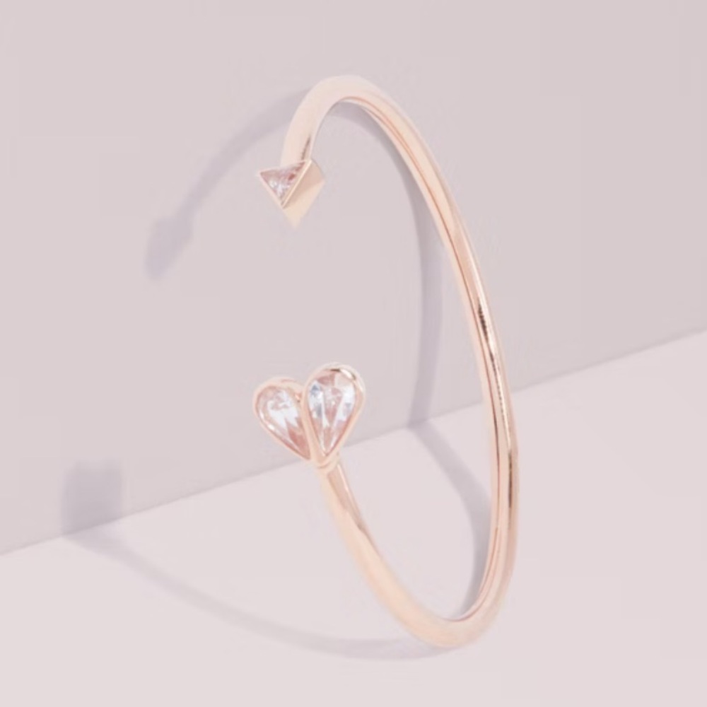 $68 Kate Spade Rock Solid Heart Flex Cuff Bracelet rose gold - Picture 1 of 5